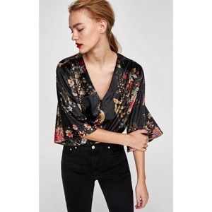 NWT Zara Velvet Bodysuit